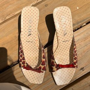 Prada Canvas Heart Printed Slides